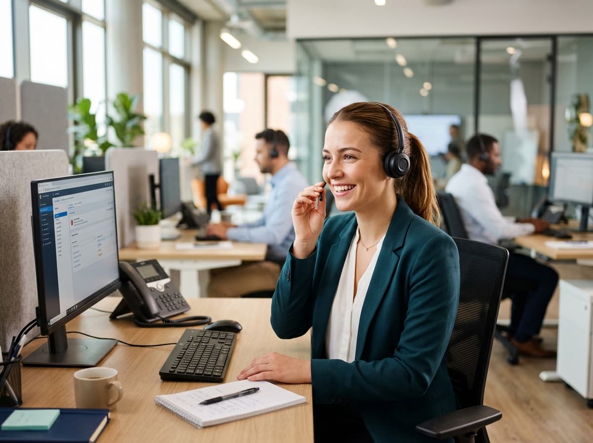 A friendly customer care representative with headset
